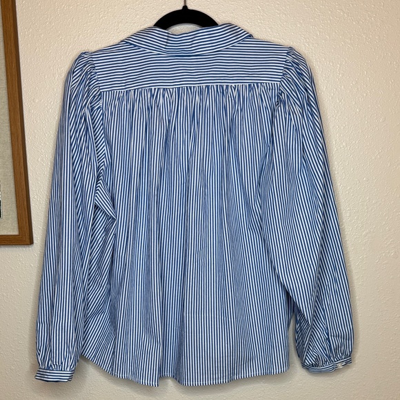 Tuckernuck Classic Blue White Striped Button down Preppy Round Collar - Medium - Picture 2 of 14